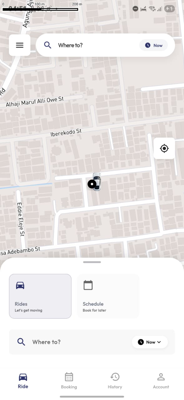 ReadyCars Live Map & Booking Screen