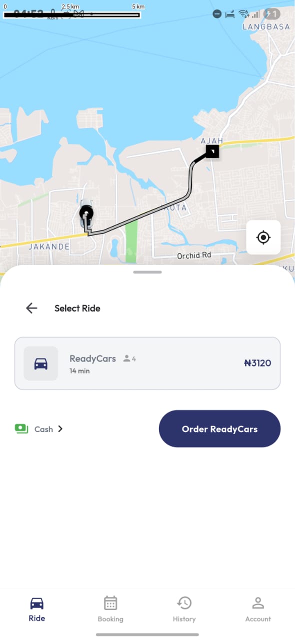 ReadyCars Select Ride & Transparent Pricing Screen